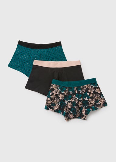 3 Pack Teal Abstract Hipster Boxers