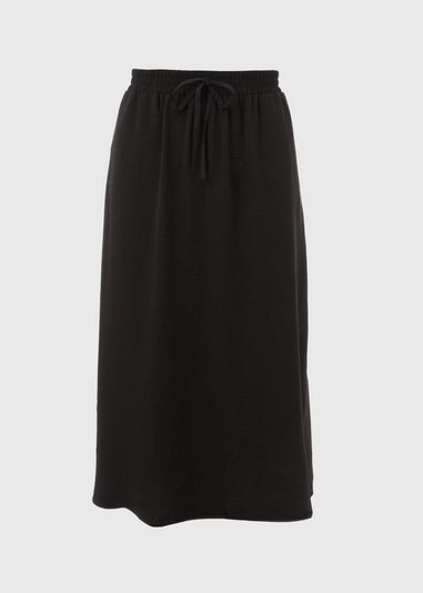Black Elasticated Midi Skirt