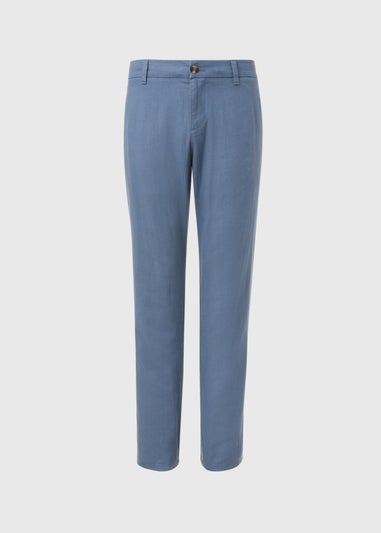 Blue Linen Straight Trousers