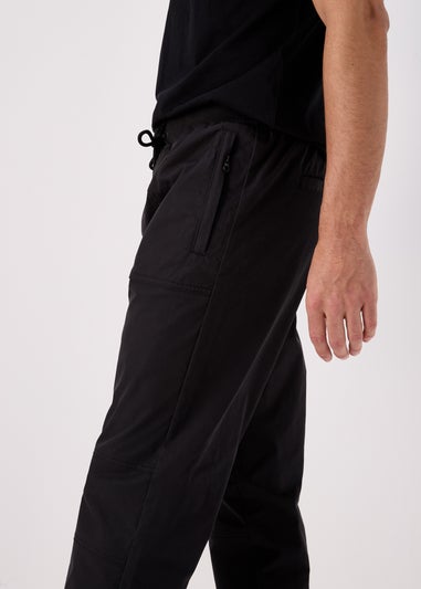 Black Ribbed Waist Cargos