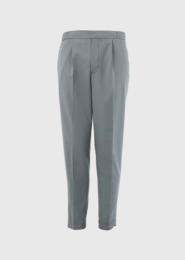 Taylor & Wright Grey Blue Pattern Pleated Trousers