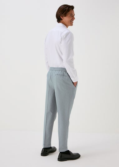 Taylor & Wright Grey Blue Pattern Pleated Trousers