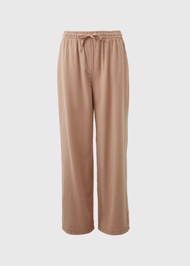 Beige Wide Leg Trousers