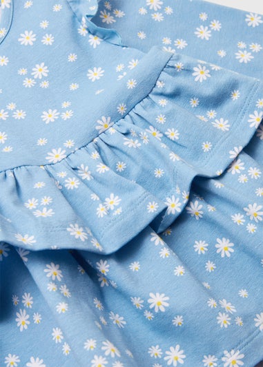 Girls Blue Floral Jersey Set  (Newborn-23mths)