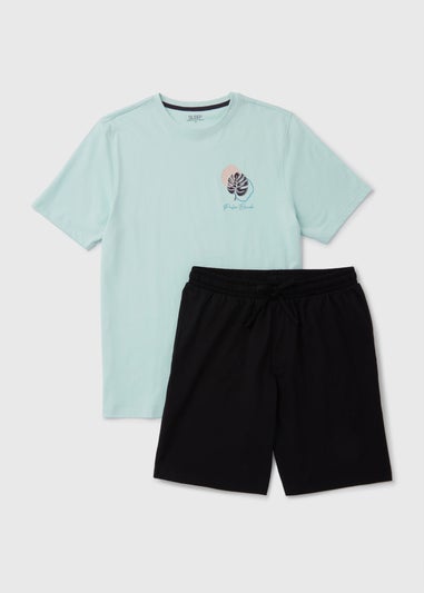 Mint Leaf Print T-Shirt & Shorts Set