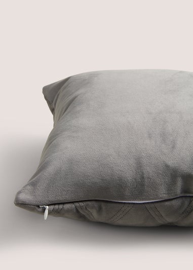 Charcoal Velvet Quilted Cushion (30cm x 50cm)