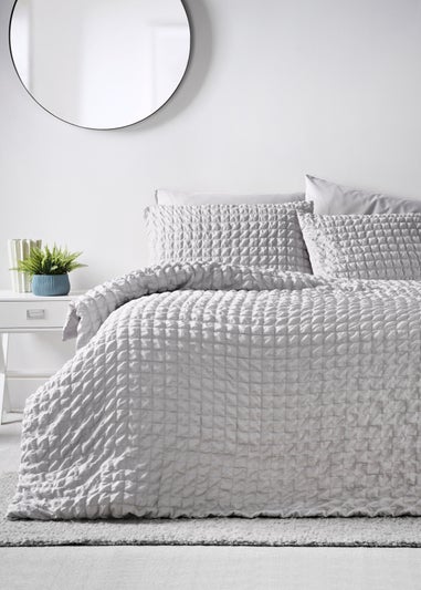 Grey Seersucker Duvet Set