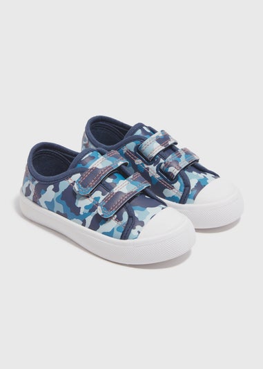 Boys Navy Camo Double Strap Trainers (Younger 4-12)