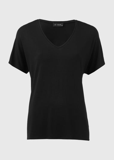 Et Vous Black Classic V Neck T-Shirt