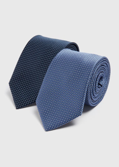 2 Pack Navy & Blue Geo Design Tie