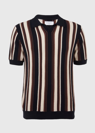 Brown Vertical Stripe Smart Polo Shirt