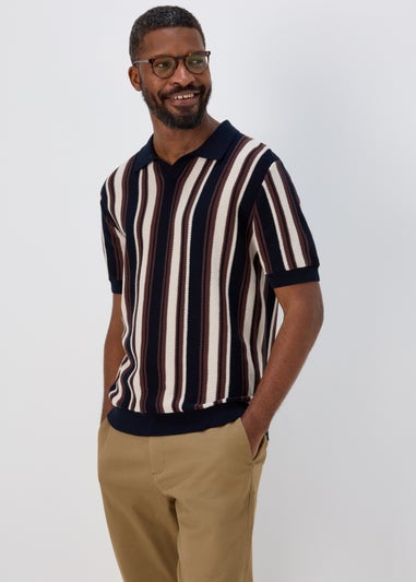 Brown Vertical Stripe Smart Polo Shirt