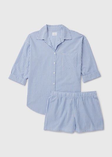 Blue Boyfriend Shirt/Shorts Set