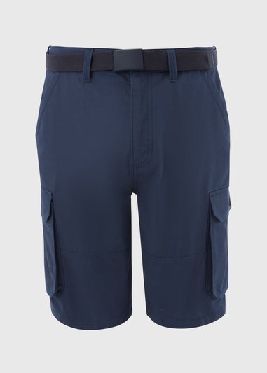 Blue Belted Cargo Shorts
