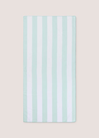 Green Stripe Microfibre Beach Towel (70cm x 140cm)
