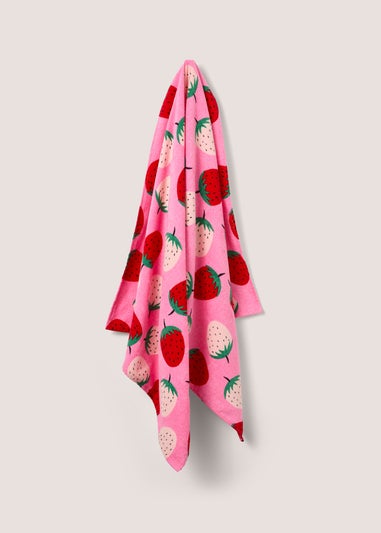Beach Pink Strawberry Print Towel (140cm x 70cm)