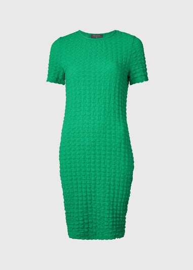 Green Hyper Texture Mini Dress