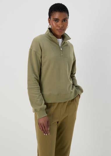 Khaki Half Zip Top