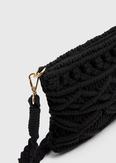 Black Macrame Crossbody Bag