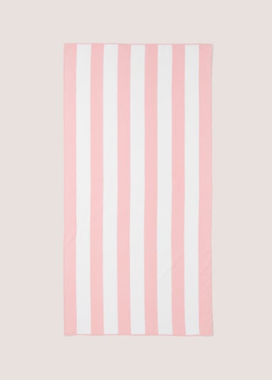 Pink Stripe Microfibre Beach Towel