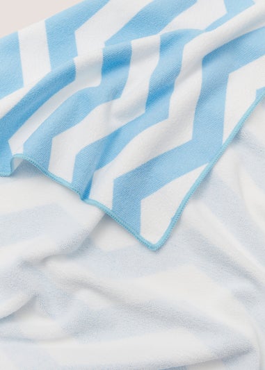 Blue Geo Print Microfibre Beach Towel