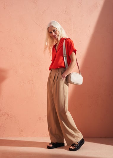 Et Vous Beige Wide Leg Suit Trousers