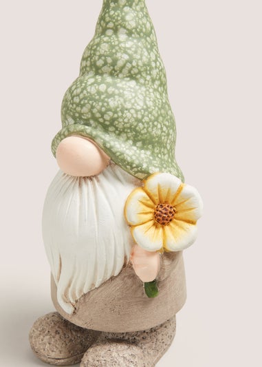 Outdoor Gnome Ornament With Flower