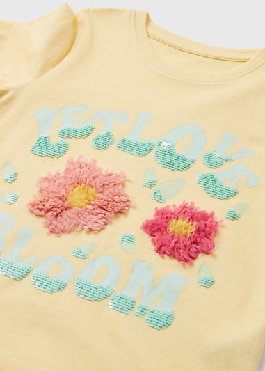 Girls Yellow Wild Flower Bloom T-Shirt (1-7yrs)
