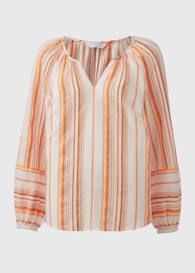 Orange Stripe Jacquard Blouse