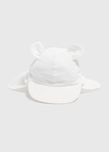 Baby White Seersucker Keppi Hat (Newborn-24mths)