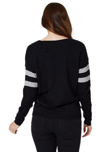 Izabel London Black Star Embellished Knit Jumper