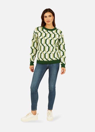 Mela Retro Pattern Jumper In Green