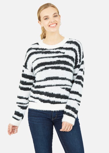 Mela Zebra Knitted Fluffy Jumper