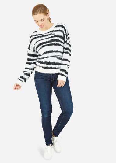 Mela Zebra Knitted Fluffy Jumper