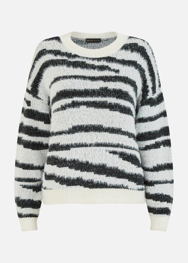 Mela Zebra Knitted Fluffy Jumper