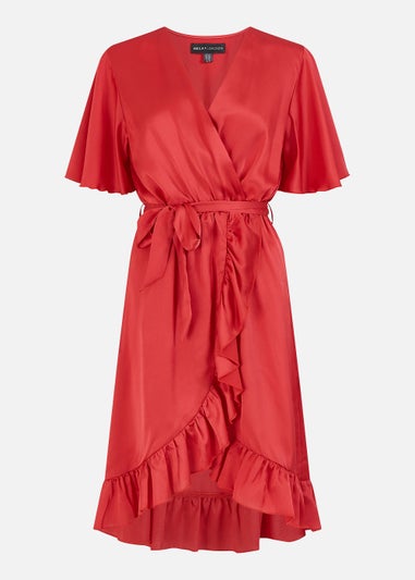 Mela Red Satin Wrap Dress