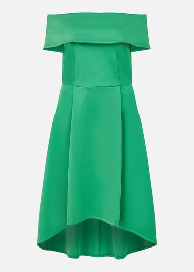 Mela Bardot Dipped Hem Dress In Bright Green