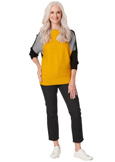 Izabel London Black Colour Block Ribbed Knit Jumper