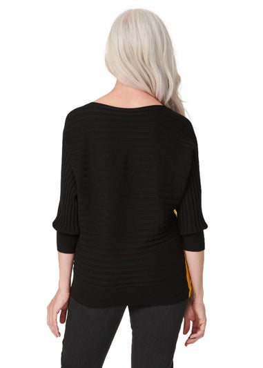 Izabel London Black Colour Block Ribbed Knit Jumper