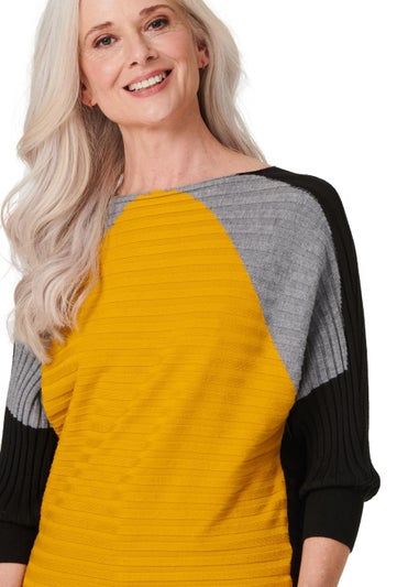 Izabel London Black Colour Block Ribbed Knit Jumper
