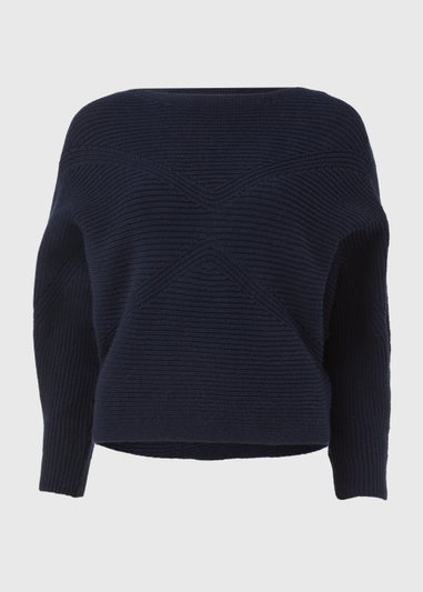 Navy Stitched Batwing Jumper
