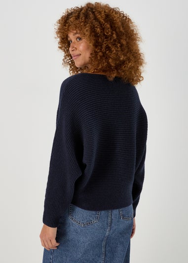 Navy Stitched Batwing Jumper