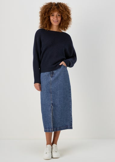 Navy Stitched Batwing Jumper