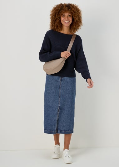 Navy Stitched Batwing Jumper
