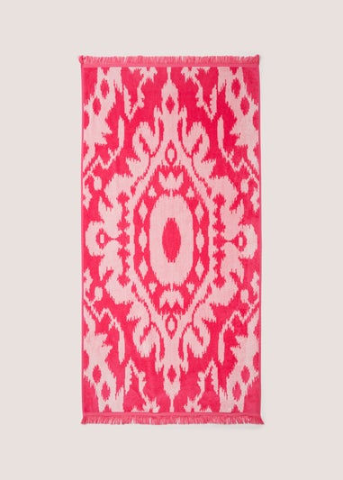Pink Ikat Jacquard Beach Towel (80cm x 160cm)