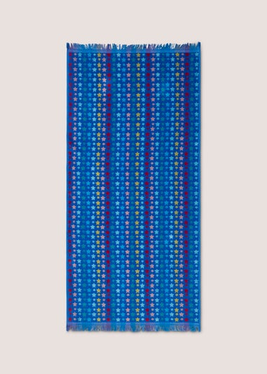 Kids Blue Rainbow Star Beach Towel (70cm x 140cm)