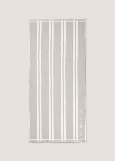 The Beach CO Grey Stripe Beach Towel ( 80cm x 160cm)