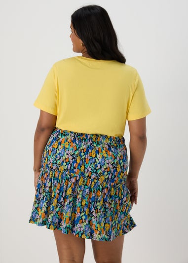 Multicoloured Floral Plisse Mini Skirt