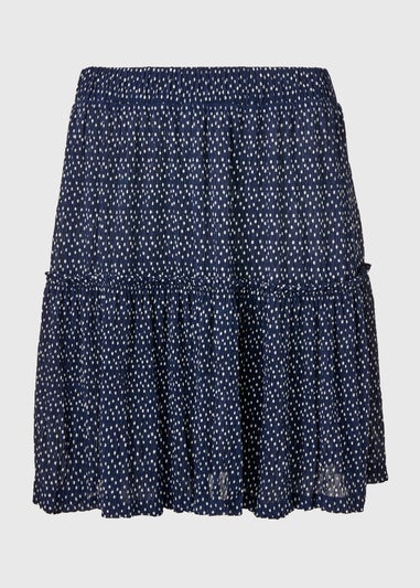 Navy Tiered Plisse Mini Skirt