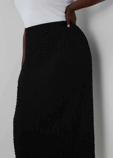 Black Hyper Texture Midaxi Skirt